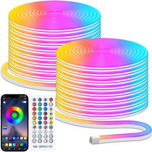 Minetom 66Ft Led Neon Rope Lights, RGB LED Strip Lights, Control with App/Remote, IP68 Waterproof Flexible Outdoor Led Rope Lights, Multiple Modes, Music Sync Neon Lights for Bedroom Gaming Room Decor Minetom 66Ft Led Neon Rope Lights, RGB LED Strip Lights, Control with App/Remote, IP68 Waterproof Flexible Outdoor Led Rope Lights, Multiple Modes, Music Sync Neon Lights for Bedroom Gaming Room Decor