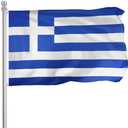 FLGCLUB Greece Greek Flag 3x5 Ft Outdoor, Vibrant Color Fade Resistant Greece Flags Polyster Double Stitched, Greek National Flag Canvas Header and Brass Grommets