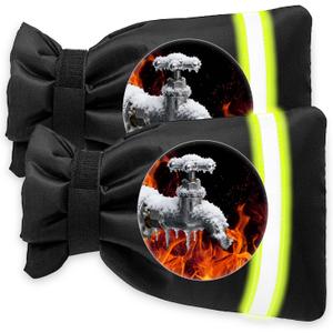 3 x HOZELIN Outdoor Faucet Covers for Winter Freeze Protection 2Pack, 5.9" W x 8.25" H Heavy Duty Waterproof Insulated Spigot Covers for Outside Taps & Hose Bibs, Frost Proof, Easy Install (Black)