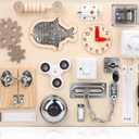 Montessori Busy Board for Toddlers 1 2 3 4 Year Old, Wooden Sensory Toys, Preschool Learning Activities for Fine Motor Skills Travel Toy, Basic Life Skills Educational Gifts for Age 1-3 Kids Boy Girl