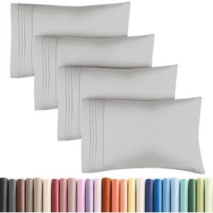 Queen Pillow Cases Set of 4 - Ultra Soft Hotel Quality Pillowcase Covers - Comfy, Cozy & Wrinkle Free - Shrinkage and Fade Resistant - Machine Washable Pillow Protectors - 4 Piece Set - French Grey