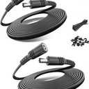Basesailor 12V DC Extension Cable 10ft 2 Pack,5V 9V 24V 2.1mm x 5.5mm 5521 Power Supply Adapter Long Flat Extender Cord,Female to Male Wire for Outdoor CCTV Security Camera,IP Network Camera,DVRs (Black)
