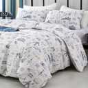 CLOTHKNOW Kids Twin Comforter Sets 3Pcs Cartoon Vehicle Bedding Comforter Sets Blue White Comforter Boys Bedding Twin Tank Aircraft Pattern