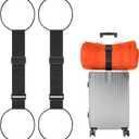 BILIONE Add a Bag Luggage Straps 2 Pack, Adjustable Bungee Elastic Belt to Connect Two Suitcases, Secure Carry On & Travel Essentials (Black)