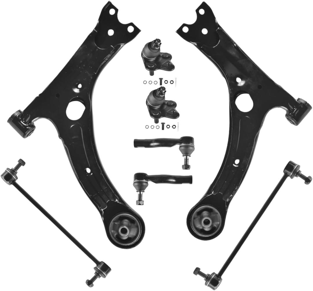 Front Lower Control Arm Fit for Toyota RAV4 2001 2002 2003 2004 2005 K640212 K640213 + 2 Ball Joint + 2 Sway Bar + 2 Rod End - 8 Set Suspension Kit