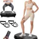 Vibrating Board Exercise Machine, 9 Modes Vibration Platform for Lymphatic Drainage, 3D Upgrade Vibrating Board for Weight Loss, Home Body Fitness Equipment (Purple) (Light Black)
