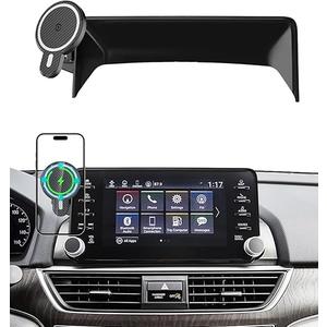 PZK Car Phone Mount for Honda Accord 2018-2022 Sport SE/EX/EX-L/Touring/LX Accessories 10th Gen Accord for 8-inch Screen Magnetic 15W Fast Wireless Charger Phone Holder 360° Rotation with Stroage Box