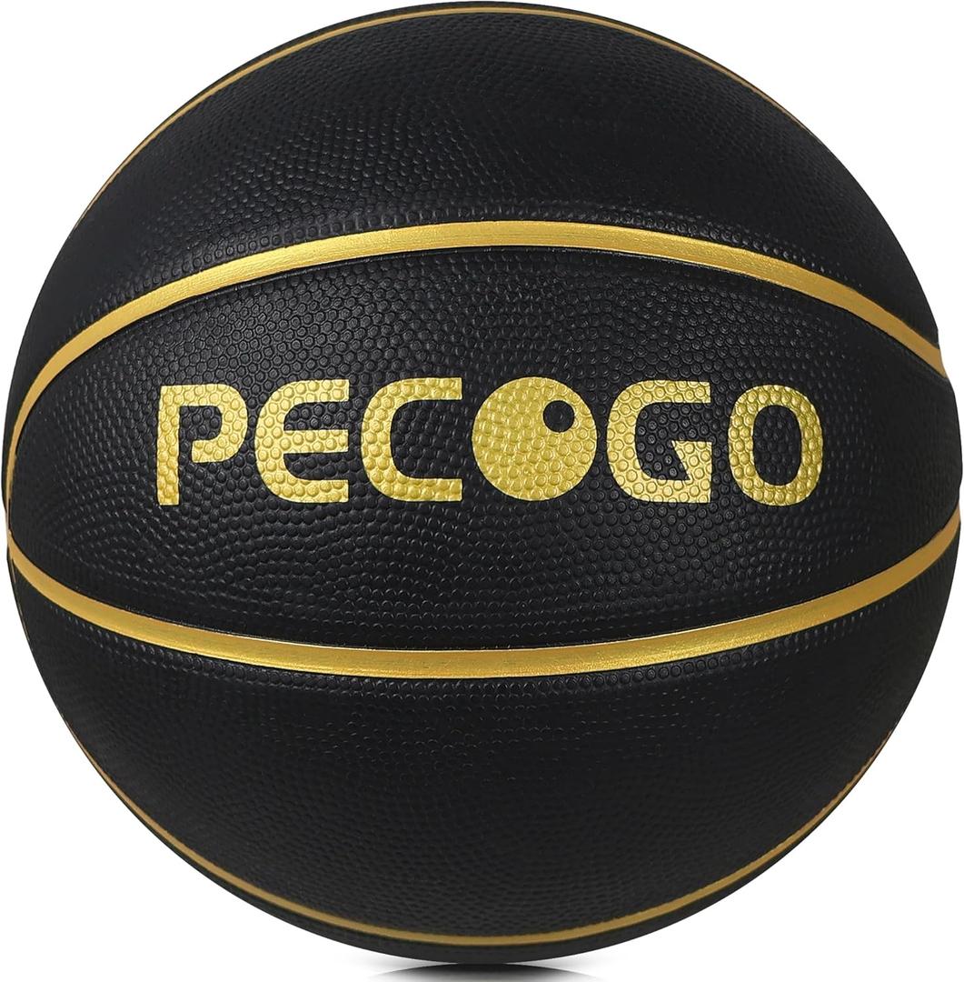 Official Rubber Basketball Outdoor Indoor Mens Basketball Ball Size 3/4/5/6/7 for Kids Youth Teen Boys and Girls Gift Ideas(Without Pump) (Black)