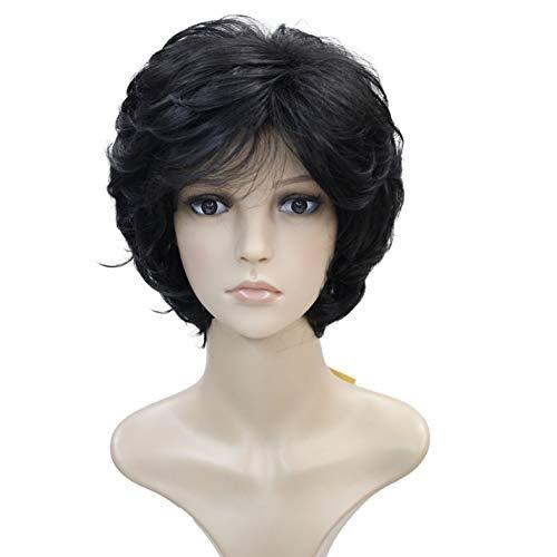 Wiginway Short Layered Shaggy Wavy Wigs Full Synthetic Bob Capless Wigs for White Women Natural Black