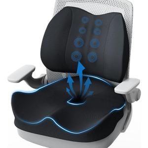 Seat Cushion Lumbar Support Pillow for Office Chair, X Large Memory Foam Chair Cushions for Sciatica Tailbone Pain Relief Coccyx Pad for Wheelchair, Car, Home, Office, Desk