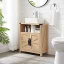 Bathroom Floor Cabinet, Farmhouse Bathroom Storage Cabinet, Adjustable Shelf, Barn Doors, Cabinet for Bathroom, Kitchen, Living Room (Natural Oak) (23.62"W x 11.81"D x 26.54"H)
