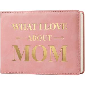 What I Love About Mom Leather Book A Fill-In-The-Blank Keepsake Journal Gift for Mom Birthday Mother's Day Christmas