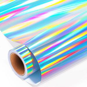 2 x GIRAFVINYL Holographic Permanent Vinyl, Iridescent Silver Holographic Vinyl Permanent for DIY Cup, Home, Car Decorations, 12 x 5ft