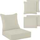 Tingjoo 2 Set 24x24x4 Inch Outdoor Chair Cushions Covers, Waterproof UV Resistant Patio Cushion Replacement Seat Slipcovers, and 24 x 20 Back Covers with Zipper for Furniture, Deep Seat Sofa (Beige)