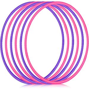 6 Pcs Exercise Hoop Detachable Fitness Rings Adjustable Plastic Toy Fitness Hoop Playground Toys Colored Circles for Teens Games Gymnastics Agility, 28 Inch(Rose Red, Purple)