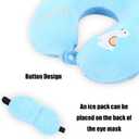 Kids Neck Pillow for Travel with Sleep Eye Mask, Cute Travel Neck Pillow, Memory Foam Flight Sleeping Headrest Pillow for Boys & Girls, Airplane, Train, Car, Home Use - Little Alpaca