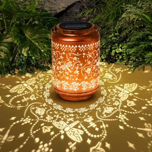 Solar Lanterns Outdoor Dragonfly Metal Waterproof Garden Decor Christmas Birthday Gifts for Women Mom Grandma Decorative LED Hanging Solar Lights Outside for Yard, Patio,Backyard,Landscape Bronze