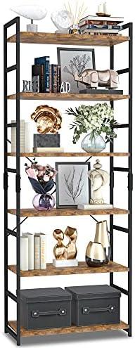 Amazon.com: NUMENN 6 Tier Bookshelf, Tall Bookcase Shelf Storage Organizer, Modern Book Shelf for Bedroom, Living Room and Home Office, Vintage : Home & Kitchen