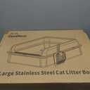 XXXL Stainless Steel Litter Box, 28.1'' Metal Cat Litter Box for Big Cats & Multi-Cat Homes, Low Entry, High Sides, Easy Clean