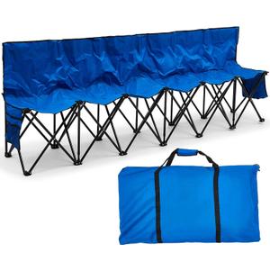 6 Seats Folding Soccer Bench, Sports Team Bench, Blue