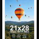 JCJMY 21x28 Picture Frame with 18x24 Mat, Display Photo 18x24 with Mat or 21 x 28 Without Mat, Wall Hanging Large 21 by 28 Poster Frame with Plexiglass, Black