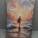 Framed Jesus Walking on Water Canvas Wall Art Christian Spiritual Divine Light Painting Picture Wall Decor Modern Religious Faith Poster Print Artwork for Church Prayer Room Bedroom Home Decoration, 24"L x 16"W