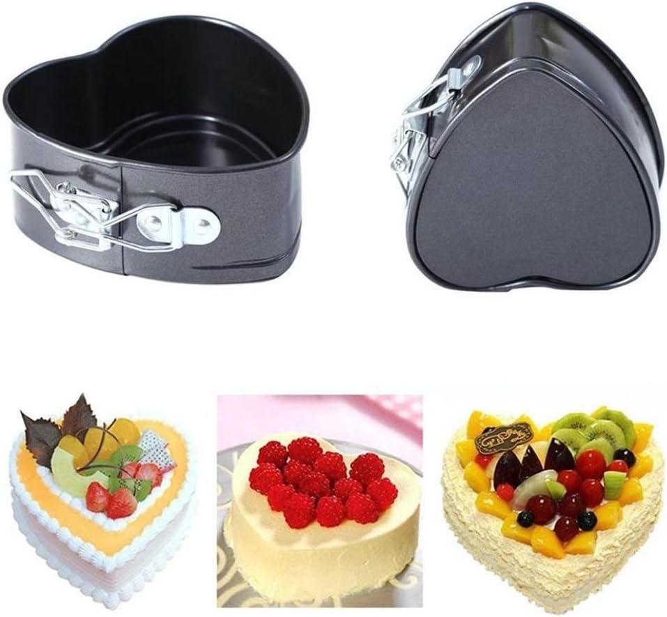 TXIN Love Heart Shape Springform Pan, Mini 4 Inches Non-Stick Carbon Steel Cake Pan Tin Mold Baking Cheese Bread Jelly Tray, Set of 2