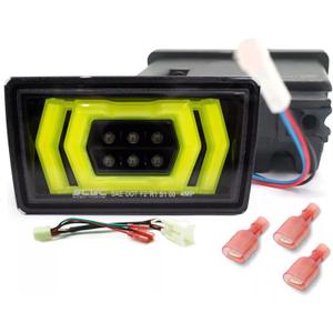 Exterior Lights - LED F1 4th Brake Light Fog Lights W/Reverse For Subaru WRX/STI 2015-2021, Neon Yellow Green Mamba, Clear Lens, 12V, Polished plug and play