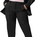 Women Open Front Long Sleeve Blazer and Pants Set Sexy Bodycon Business Pants Suit Formal 2 Piece Outfits (Black)