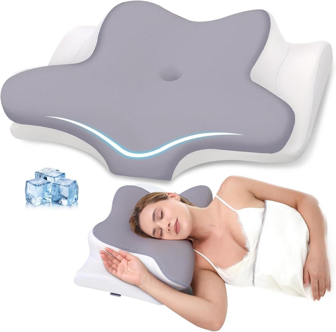 Cervical Neck Pillow, Ergonomic Memory Foam Pillow
2 Height Options, Ergonomic Neck Support, Cooling Ice Silk Cover, Washable Pillowcase, For Side Back Stomach Sleepers