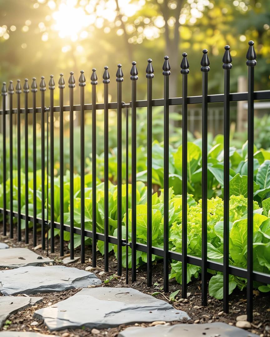 ARIFARO Metal Garden Fence 32" H x 24" W (5 Pack, Length 10 ft), No Digging Decorative Garden Border Fence, Rustproof Black Garden Fence Panels for Yard, Flower Bed, Patio, Dog Animal Barrier