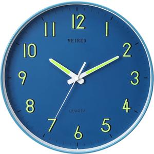 MEIRED Night Light Wall Clock 12 Inch Silent Non Ticking Battery Operated Wall Clocks Glow in The Dark, Lighted Up Wall Clock for Bedroom Living Room/Kitchen, Blue B