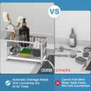 Hvisso 2-Tier Kitchen Sink Caddy with High Brush Holder, Sponge Holder for Sink, Kitchen Storage Organization Sponge Rack, Home Apartment Essential Gadgets Accessories (Silver)