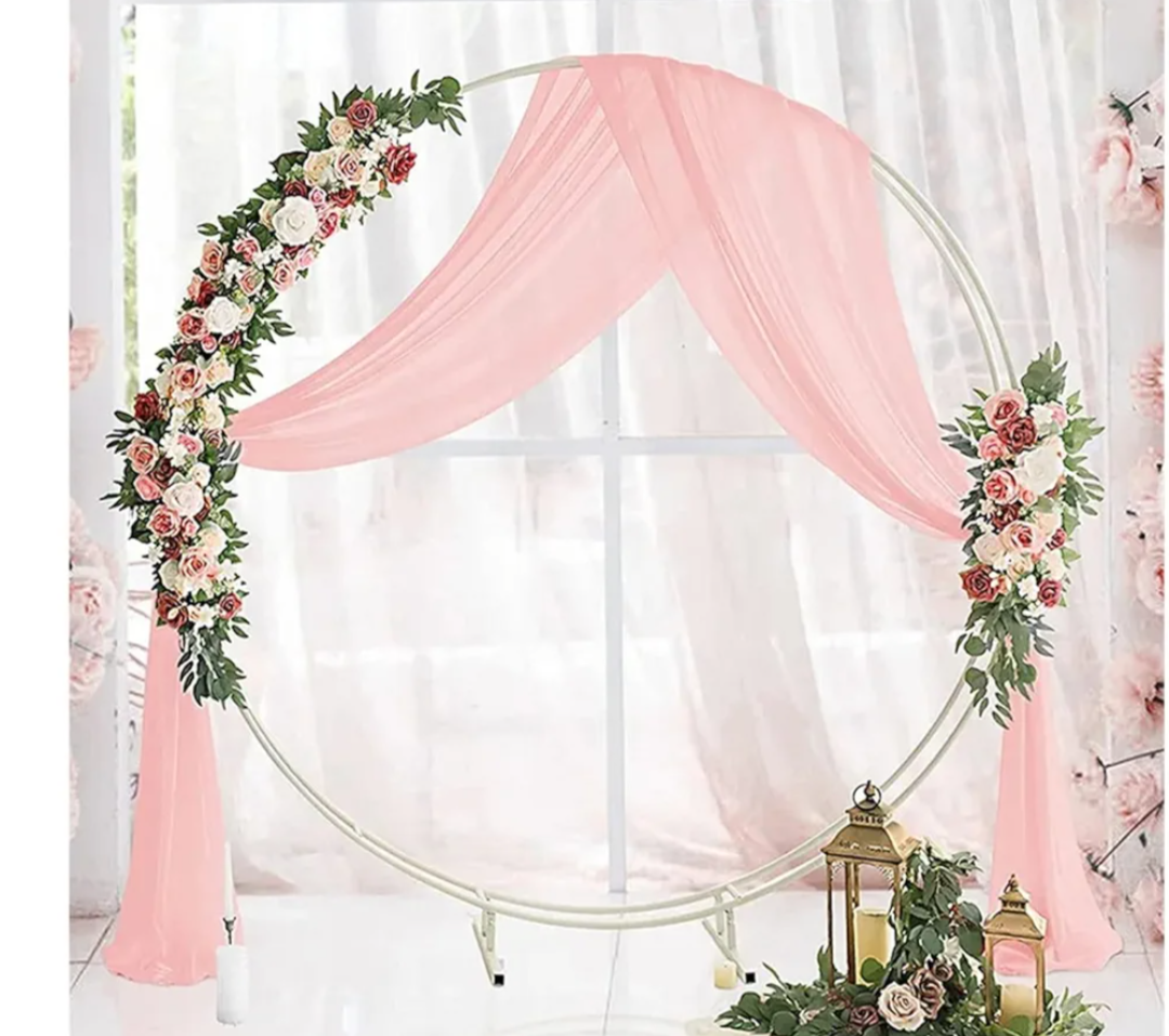 Wedding Arch Draping Fabric 4PCS Chiffon Wedding Arch Draping for Ceremony Reception Light Pink 54x86