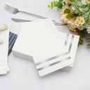 100 Pcs White and Silver Napkins - Silver Paper Napkins Disposable - Premium Quality Silver Dinner Napkins for Bathroom Kitchen Wedding Birthday Anniversary Party