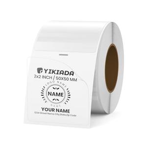 YIKIADA Clear Thermal Labels Vinyl 2 × 2 Inch Self-Adhesive Square Stickers Roll Waterproof Printer Direct Decals Package Seal for QR Code Envelope Office Retail Home 300 PCS