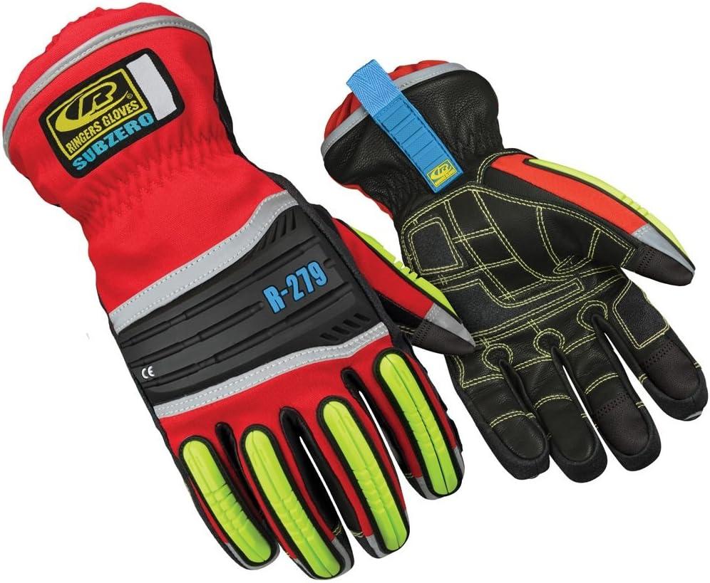 Ansell RINGERS R-279 Thermal Insulated Waterproof Industrial Impact Protection Gloves for Construction, Mining, Size 10, Red & Black (1 Pair)