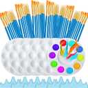 72 Pcs Paint Brush and Palette Set, 60 Pieces Paint Brushes and 6 Palette, Paint Brushes Set with 6 Pen Holders Convenient Storage, for Watercolor Painting, Handicraft Painting