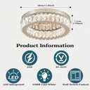 Finktonglan 11.8" Round Crystal Flush Mount Chandelier, Dimmable LED Ceiling Light with Remote, 3000K6500K Color Changing, K9 Crystal Stainless Steel, Low Profile for Bedroom Living Room