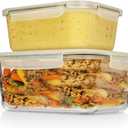 Razab 4 Pc (2700ML/ 91 Oz & 1520ML/ 51 Oz) Airtight Large Glass Food Storage Containers with Lids - BPA Free, Leak Proof Meal Prep Containers (2 Containers + 2 Lids) Microwave, Oven & Freezer Safe