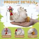 Yerliker Resin Chicken Figurine with Glasses Table Art Sculpture White Rooster Statue Funny Resin Figurine Decoration Rustic Country Kitchen Decoration for Home Office Desk