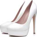 Elisabet Tang Women's Platform High Heels Pumps Shoes Peep Toe 5.5 inch Stilettos Slip On for Dress Wedding Party Prom 7