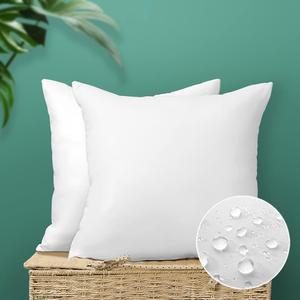 OTOSTAR Outdoor Throw Pillow Inserts - Pack of 2 Water Resistant Cushion Inner Pads for Patio Garden Coffee House Decorative Waterproof Pillow Inserts 18x18 Inch -White (18x18 Inch (Pack of 2), 2 Pack)