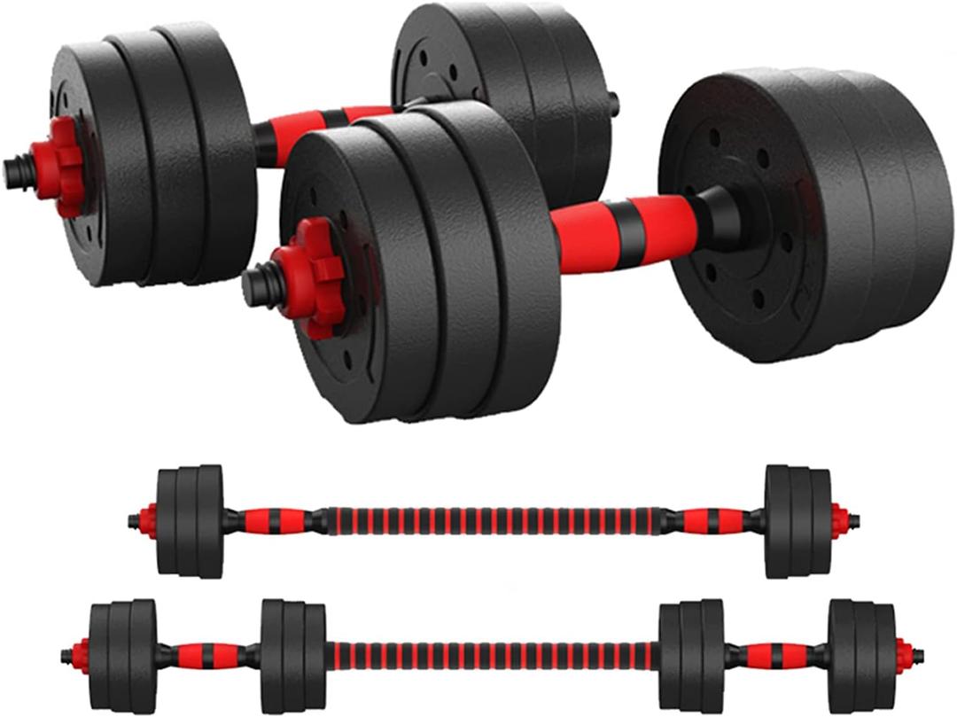 Adjustable Dumbbells Weight Set to 44Lbs, Free Weight Dumbbell with Connecting Rod Used As Barbell, for Men and Women Home Gym Work Out Training Fitness Equipment All-Purpose black