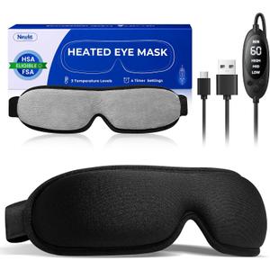 Heated Eye Mask for Dry Eyes: FSA&HSA Eligible, Stable Warm Compress for Tired Eyes, Stye & Blepharitis Relief with Temperature & Timer Control, USB-Powered Ideal for Sleep, Office & Travel