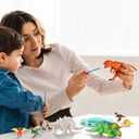 EDUMAN 12 Pcs Dinosaur Painting Kit for Kids, Paint Your Own Dinosaur Kit, Dino Arts & Crafts Painting Set with Brushes and Colors, DIY Activity Toy for Boys & Girls Age 6-12, STEM Gift for Toddlers