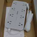 Power Strip Surge Protector, TESSAN Flat Plug Extension Cord with 8 Outlets 3 USB Charger(1 USB C), 1080 Joules Protection, Wall Mountable Charging Station for Home Office School Dorm Room Essentials (Gray)