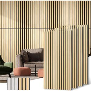 Acoustic Wood Wall Panels, 4-Pack 45.3" x 23.6" Soundproof Wall Panels, Wood Slat Wall Panels for Wall Decor, Natural Oak, 4Pcs - 45.3 * 23.6 inch