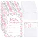 2 x 25 Pcs Winter Onederland Birthday Party Invitations with Envelopes First Birthday Decorations Winter Snowflakes Silver Pink Invitations for Holiday Winter 1st Birthday Party Supplies, 4 x 6 Inch