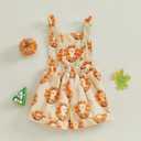 Adobabirl Toddler Baby Girl Halloween Outfit Ghost Pumpkin Overalls Romper Suspender Shorts Jumpsuit Cute Fall Clothes (12-18 Months, Thanksgiving Turkey Beige)